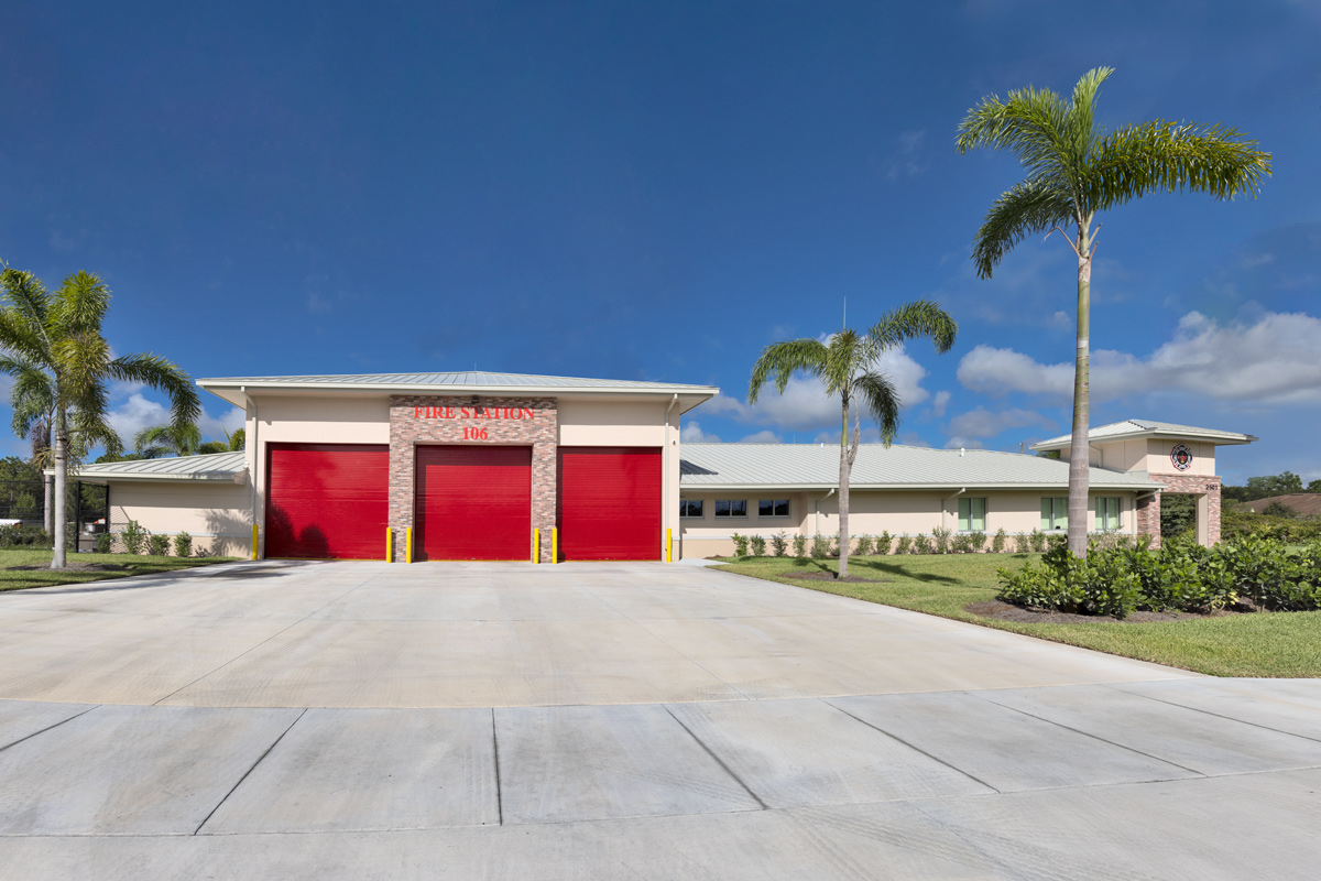 Architectural view of the Fire and Rescue Station 17 Fort Myers, FL.